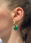 Chunky Gold Hoops - Malachite